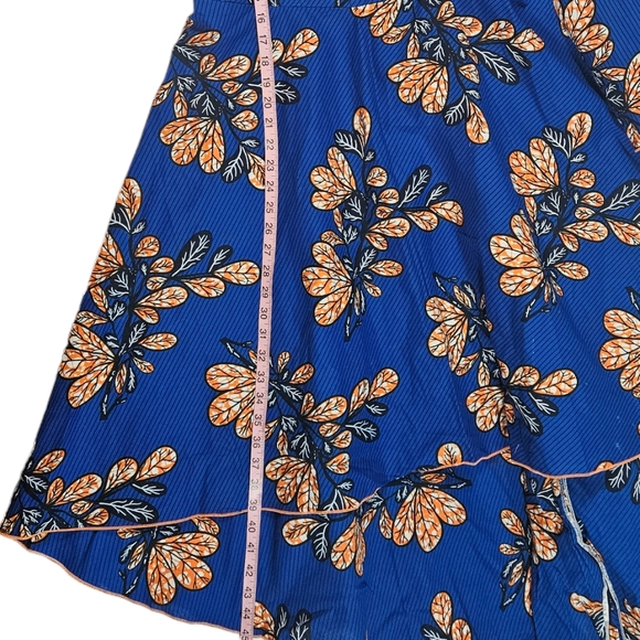 Blue African Ankara Print Dress Sz Large ? Bell Sleeve Hi Low Hem Wedding Party - Picture 14 of 16